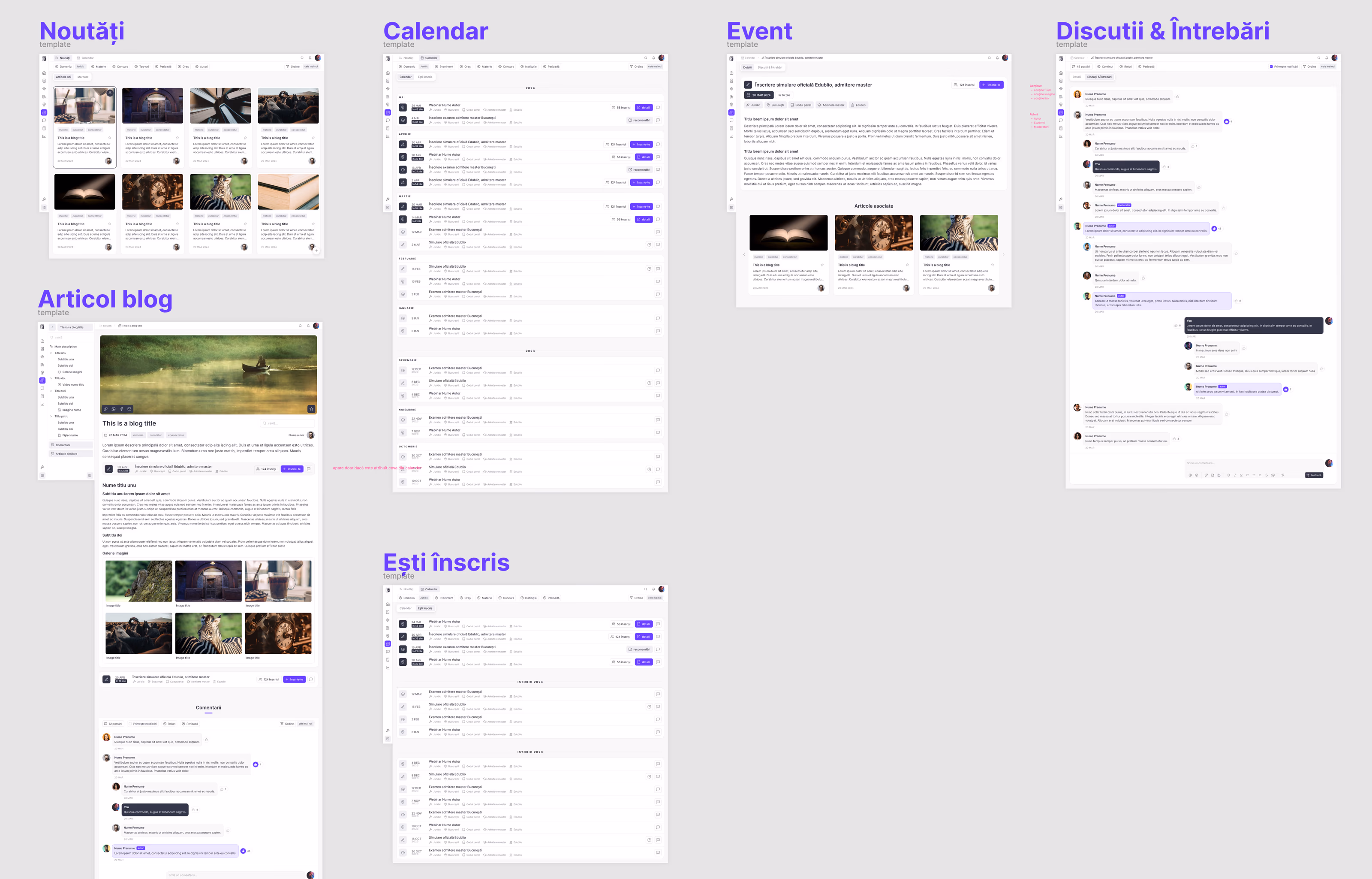 News & calendar